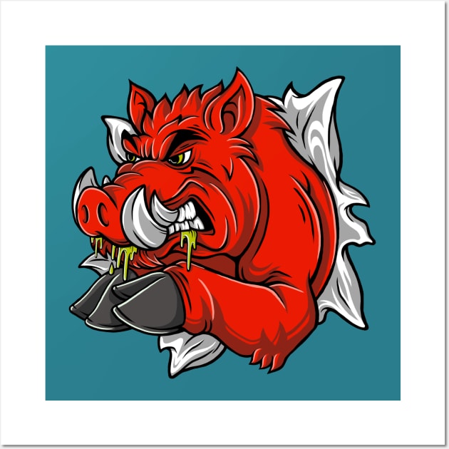 Red pig Wall Art by DMD Art Studio